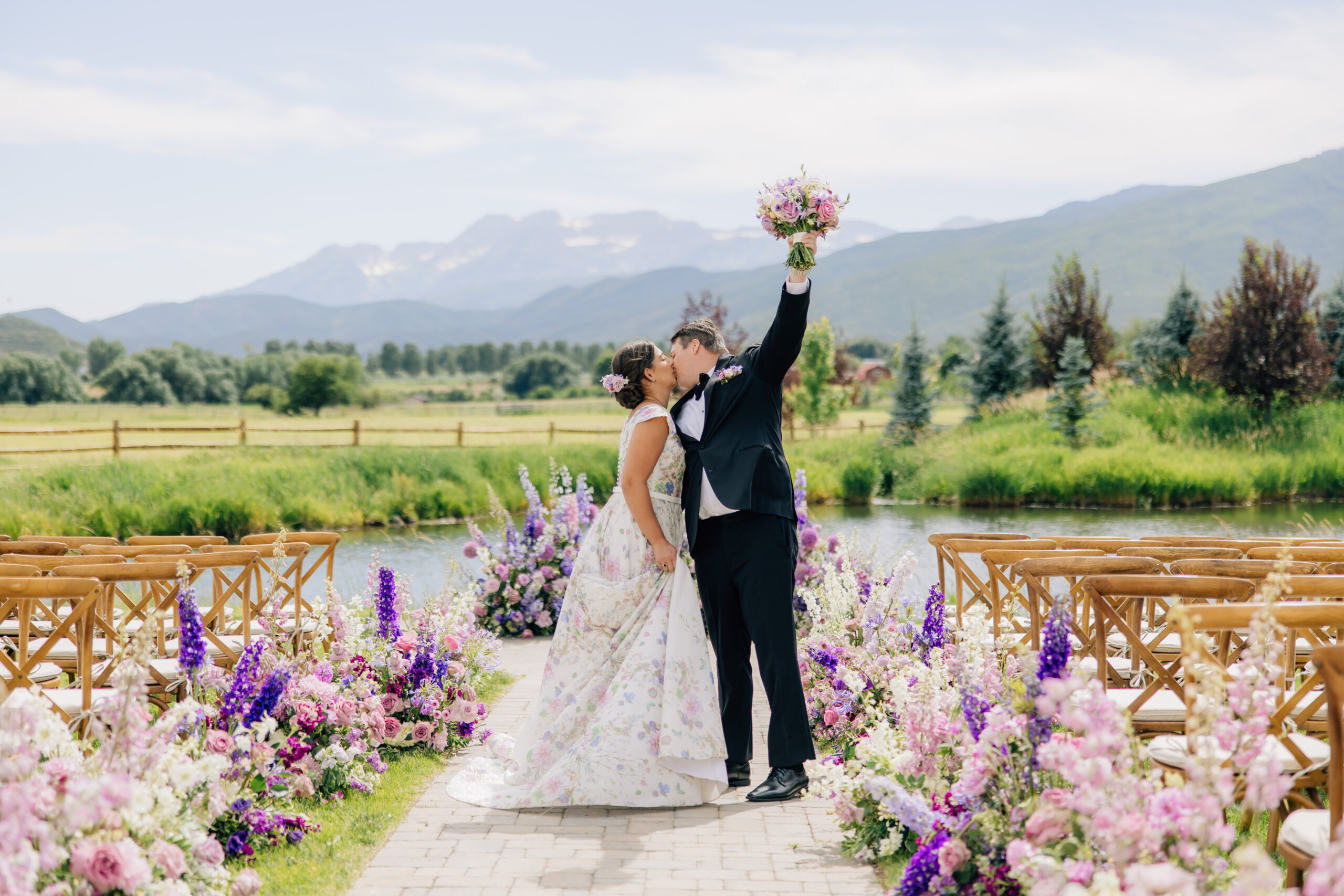 bride and groom celebrating getting married